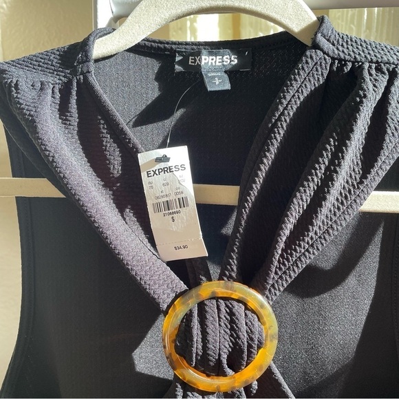 Express Black Sleeveless Halter Neck Tortoise Shell Top - Picture 4 of 5
